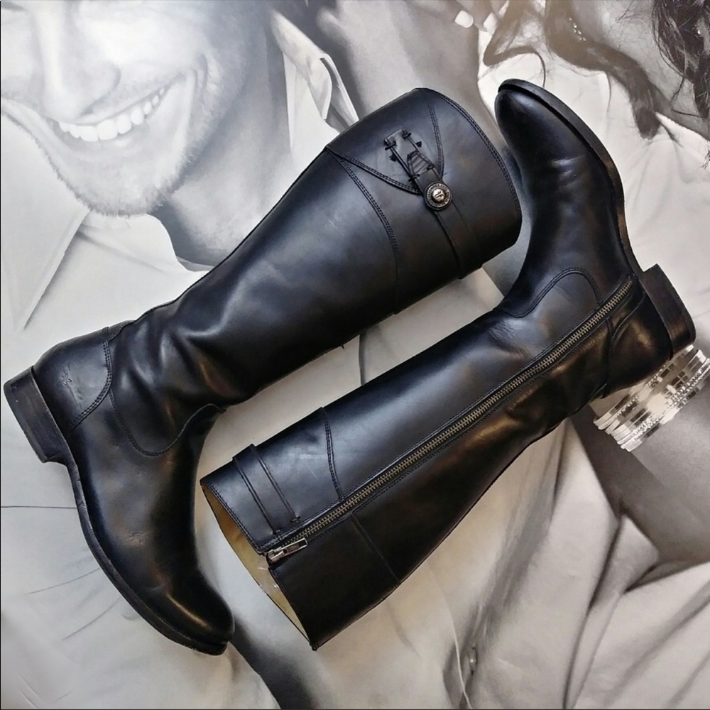Frye Molly Button Black leather boots
